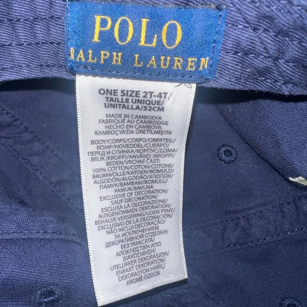 Polo Ralph Lauren Baseball Cap One Size 2T-4T Navy Blue White Pony Strapback Hat